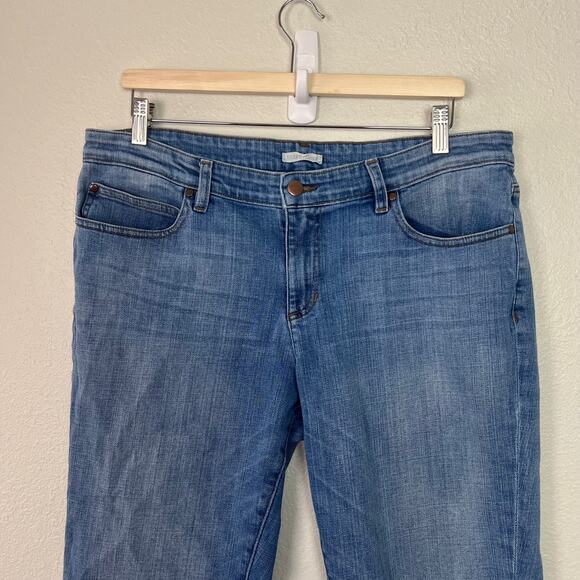 Eileen Fisher Sz 14 Organic Cotton Light Wash Straight Ankle Stretch Denim Jean - Picture 2 of 8